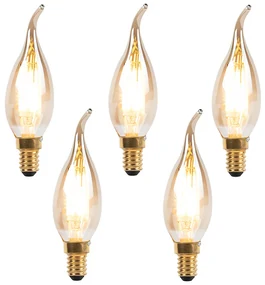 Set de 5 becuri cu filament LED tip lumânare E14 reglabile 240V 3W 250lm