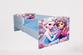 Pat Pentru Fete 2-12 Ani Frozen Flowers, Cu Protectie Si Saltea SafeNest de 160x80 Cm Ptv4953
