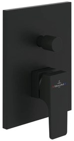 Baterie cada-dus incastrata Villeroy&Boch Architectura Square negru mat fara corp ingropat