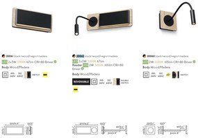 Aplica perete LED design nordic MOOD lemn/negru