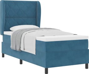 vidaXL Pat cu arcuri cu saltea Albastru închis 200 x 100 cm Catifea