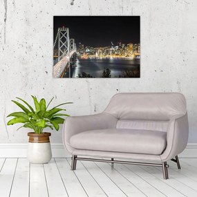 Tablou pe sticlă cu podul Brooklin și New York (70x50 cm)