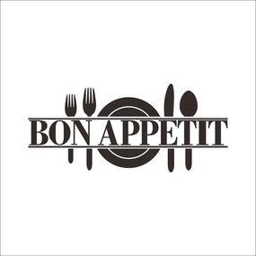 Autocolant de perete "Bon Appetit" neagră 57x25 cm