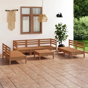 3082570 vidaXL Set mobilier de grădină, 8 piese, maro miere, lemn masiv de pin