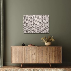 Tablou pe sticlă - Hexagoane design beton (70x50 cm)