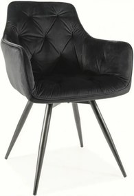 Scaun MANGO, negru, stofa catifelata, 57x45x83 cm