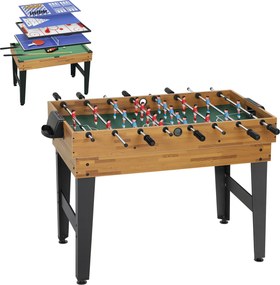 SPORTNOW Masă de Jocuri 13 în 1 cu Fotbal de Masă, Ping Pong, Air Hockey, Biliard, Șah și Altele, Culoare Nuc | Aosom Romania