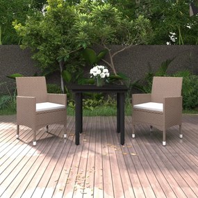 3099703 vidaXL Set mobilier de grădină cu perne, 3 piese, poliratan și sticlă