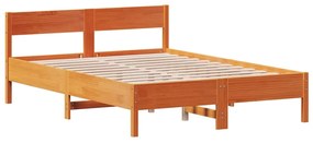 842777 vidaXL Cadru de pat cu tăblie, maro ceruit, 120x190 cm, lemn masiv pin