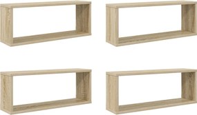 vidaXL Rafturi de perete cub, 4 buc., stejar sonoma, 60x15x23 cm, PAL