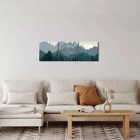 Tablou - Munții cu privirea graficeanului (cu ceas) (90x30 cm)