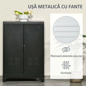 HOMCOM Dulapior Multifunctional cu 2 Usi Stil Industrial, Dulapior Metalic pentru Casa si Garaj - Gri | Aosom Romania