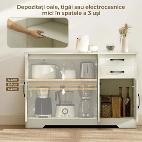 HOMCOM Mobilier bucătărie cu 2 sertare și 3 dulapuri, polițe reglabile, 120x38x79 cm, crem | Aosom Romania