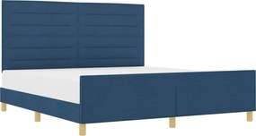 vidaXL Cadru de pat cu headboard albastru 180 x 200 cm țesătură