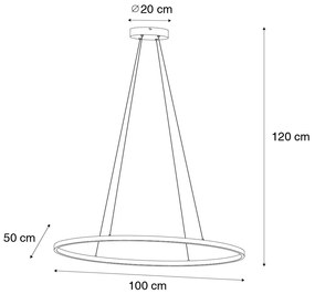 Lampă suspendată de design ovală neagră incluzând LED cu dimmer în 3 trepte - Ovallo