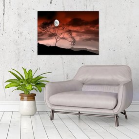 Tablou pe sticlă - Luna luminează noaptea (70x50 cm)