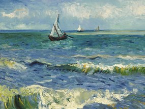 Reproducere The sea at Saintes-Maries-de-la-Mer (Vintage Seascape with Boats) - Vincent van Gogh, (40 x 30 cm)