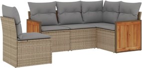 vidaXL Set canapele de grădină cu perne, 5 piese, bej, poliratan