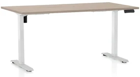 Masa inaltime reglabila OfficeTech B, 160 x 80 cm, bază albă, stejar