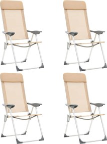 vidaXL Scaune de camping pliante, 4 buc., crem, aluminiu