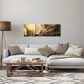 Tablou cu tigrul în djunglă (cu ceas) (90x30 cm)