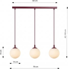 Lampă suspendată pe cablu COSMO 3xE14/10W/230V roșu/alb