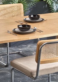 Set masa extensibila Elefante L160-240 cm + 6 scaune K504 catifea bej/natur
