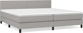 vidaXL Pat box spring cu saltea, gri deschis, 200x200 cm, textil