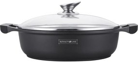 Cratiță marmorată antiaderentă 32 cm, 5.5L cu capac sticlă – Royalty Line RL-BR32ML, compatibilă inducție