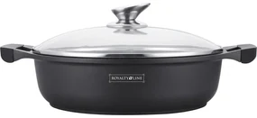 Cratiță marmorată antiaderentă 32 cm, 5.5L cu capac sticlă – Royalty Line RL-BR32ML, compatibilă inducție