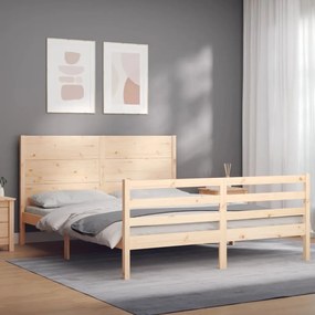 3194646 vidaXL Cadru de pat cu tăblie, 160x200 cm, lemn masiv