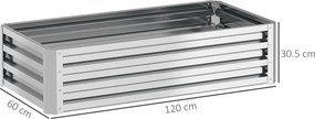 Outsunny 4' x 2' x 1' Pat de Gradina Galvanizat Inaltat, Cutie de Plantare din Metal Pat Inaltat pentru Legume, Flori, Plante si Plante Aromatice, Verde | Aosom Romania
