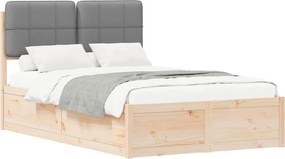 vidaXL Cadru de pat cu tăblie tapițată Gri deschis 120 x 190 cm