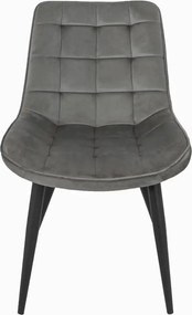 Set masa 80 cm blat MDF si  4 scaune Dnv Homs catifea gri, picioare metalice negre