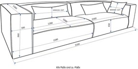 Canapea fixă XXL, culoare crem, material velur catifelat, 316 cm lungime