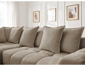 Colțar taupe extensibil/cu spațiu de depozitare cu tapițerie din chenille (cu colț pe partea stângă/în formă de ”L”) Everest – Bobochic Paris