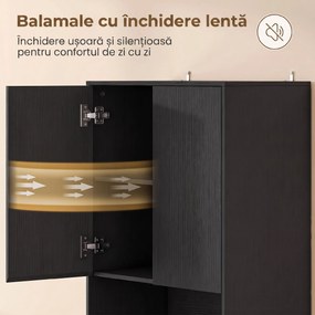 HOMCOM Cămară de bucătărie 170 cm, dulap cu raft reglabil, negru aspect lemn | Aosom Romania
