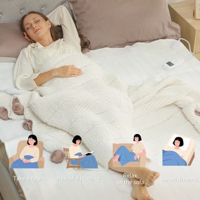 Pătură Încălzitoare HOMCOM 160x140 cm cu 5 Nivele de Căldură Alb | Aosom Romania