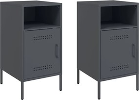 vidaXL Noptiere, 2 buc., antracit, 36x39x68 cm, oțel