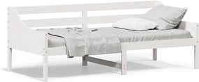 vidaXL Pat de zi fără saltea, alb, 90x200 cm, lemn masiv pin