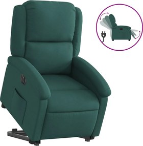 vidaXL Fotoliu electric rabatabil cu ridicare, verde închis, textil