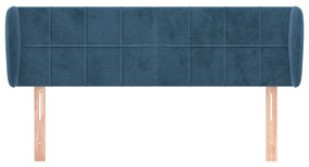 Tablie pat cu aripioare albastru inchis 147x23x78 88 cm catifea 1, Albastru inchis, 147 x 23 x 78 88 cm