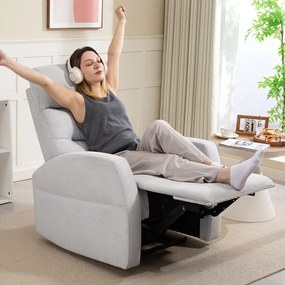 HOMCOM Fotoliu relaxant reglabil cu suport pentru picioare, fotoliu tapițat modern, Gri deschis | Aosom Romania