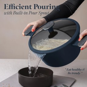 Set oale si tigai cu capace si ustensile 15 piese Deep See Berlinger Haus BH8382, albastru mat, antiaderente, compatibile inductie