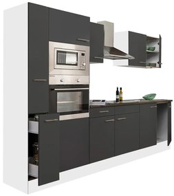 Mobilă de bucătărie Yorki 300, corp alb, față antracit satinat