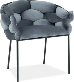 Scaun NORTE, gri/negru,  stofa catifelata/metal, 76x40x75 cm