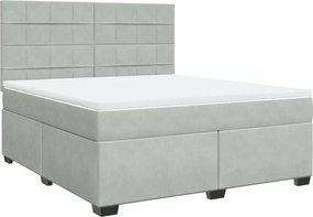 vidaXL Pat box spring cu saltea, gri deschis, 180x200 cm, catifea