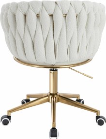 HR750K Scaun Crem Boucle cu Bază Aurie