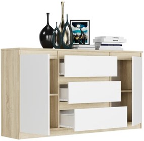 Comoda spațioasă R-140-S3 - diferite variante de culoare sonoma mix biela