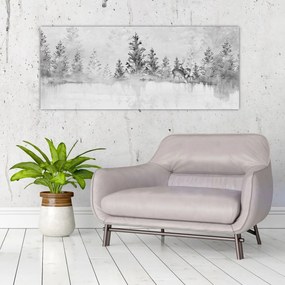 Tablou - Cerb lângă lac (120x50 cm)